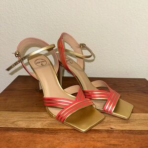 Lucho Gold & Orange Strappy Heels
